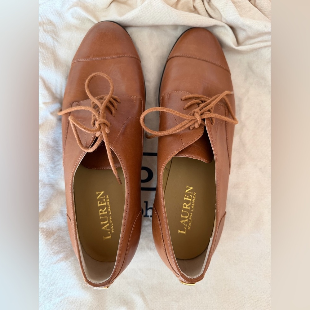 Lauren Ralph Lauren Tan Leather Lace-Up Shoes
